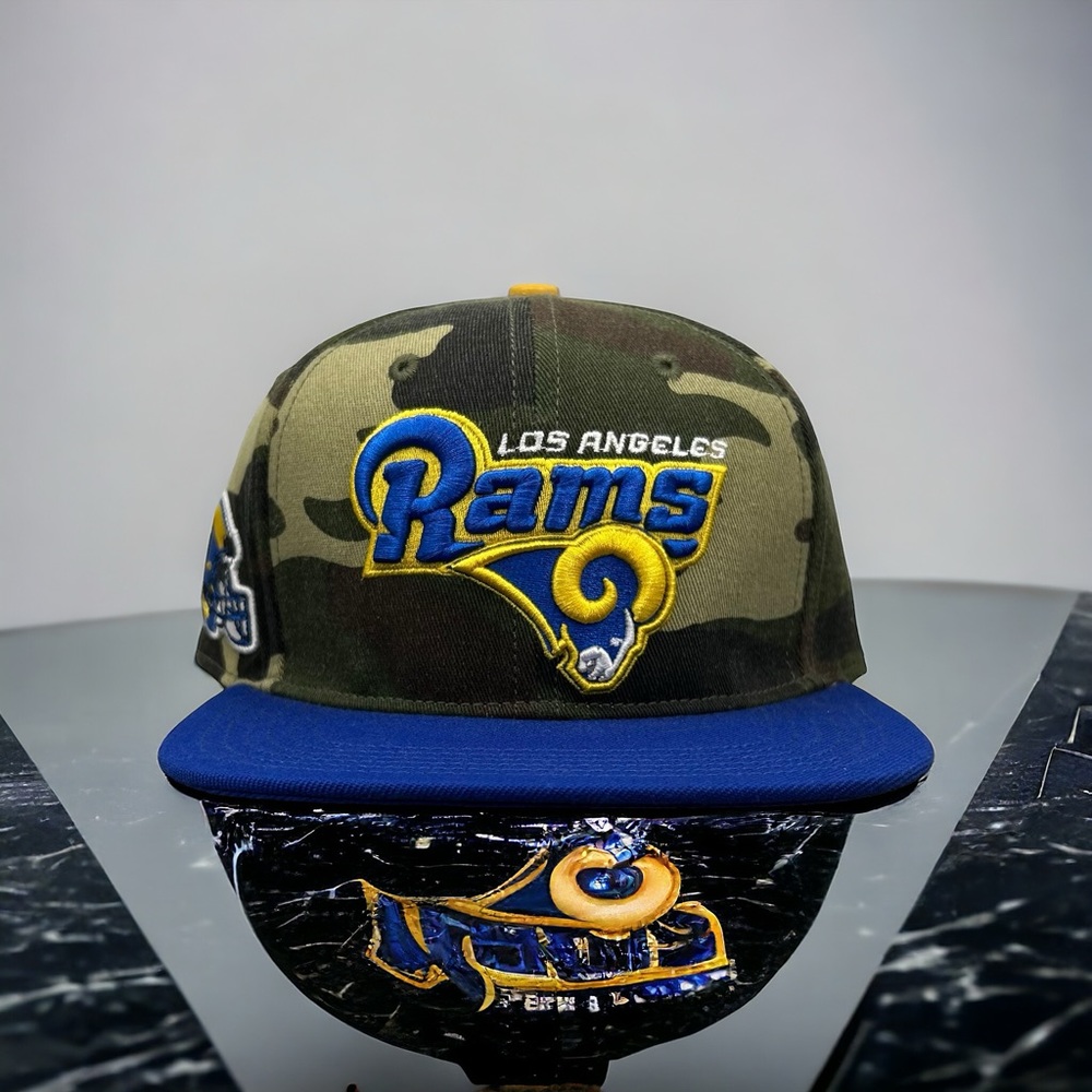 NEW Los Angeles Rams PRO STANDARD Faded 2 Tone Camouflage Leather Strapback Hat